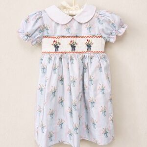 Smockingbird Blue Floral Smocked Dress